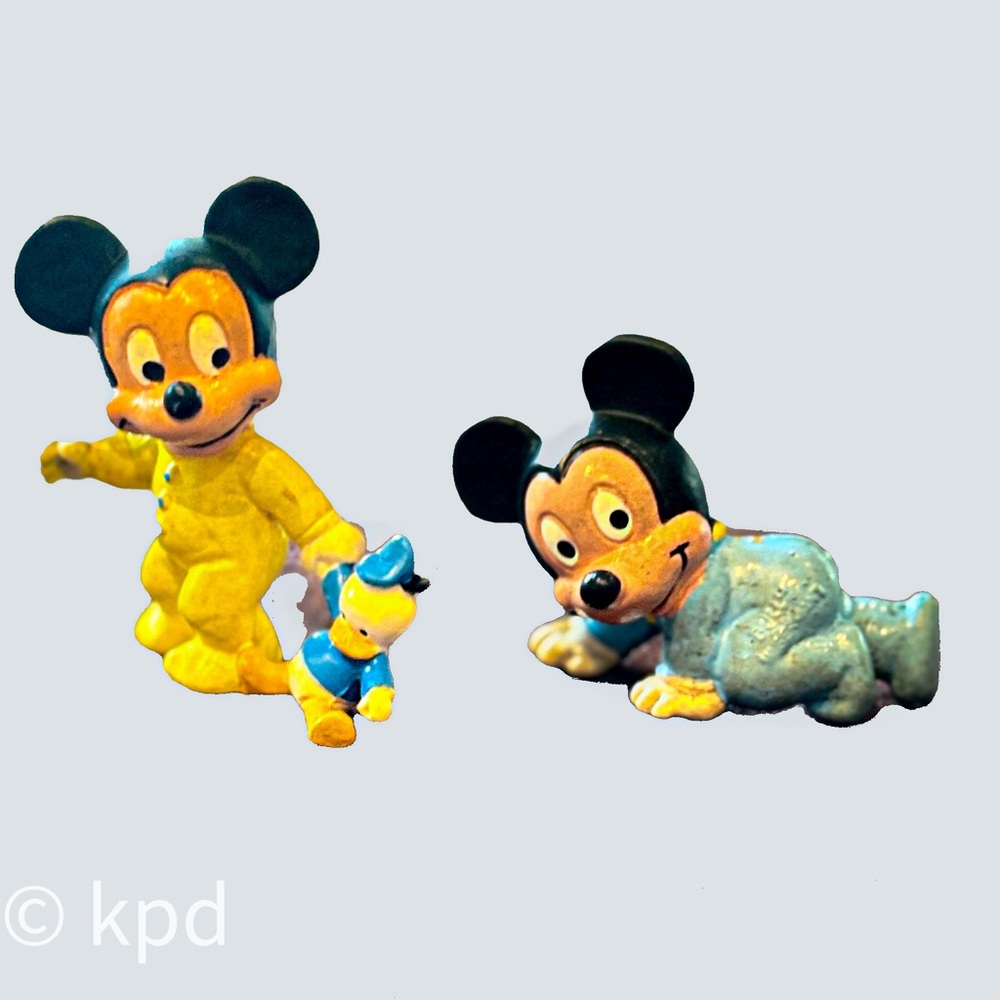 1985 Baby Mickey Mouse Figurine Set  (Yellow & Blue Pajamas)